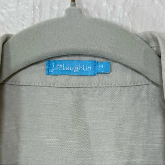 J. McLaughlin Linen Blend Natural Collared Sleeveless Wrap Dress Women’s Medium - Picture 3 of 14